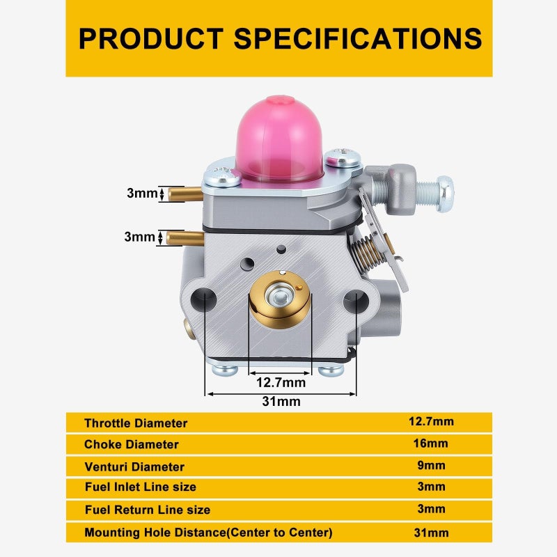 Panari 753-06190 Carburetor for Bolens BL110 BL160 Troy-bilt TB22EC TB22 TB32EC TB80EC TB2040XP TB42BC TB21EC MTD M2500 M2510 Yard Man YM71SS Trimmer Replace WT-973 - Image 5